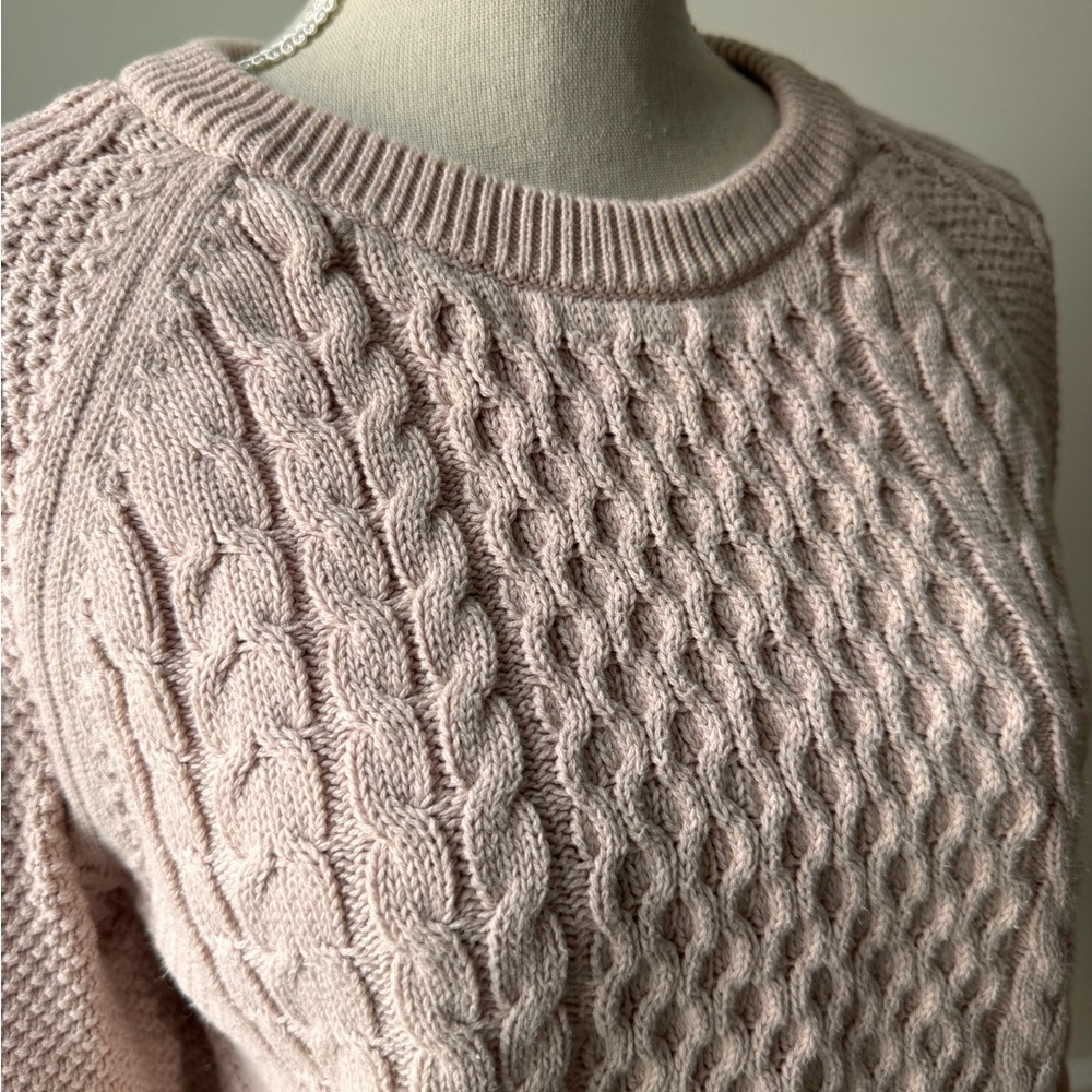 GAP 100% Cotton Light Pink Cable Knit Sweater Size M - Picture 2 of 14
